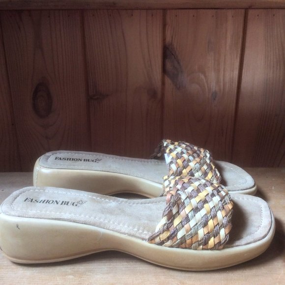 Vintage Fashion Bug Patti Slide Woven Square Toe Platform Y2K Sandal Size 10 M - Picture 1 of 7